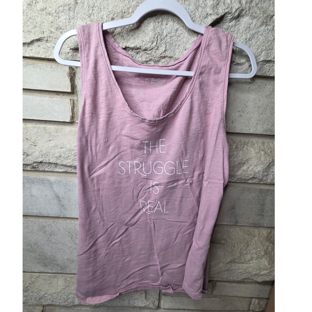 The Struggle Is Real Graphic Tank Top Mauve Pink Sleeveless Scoop Neck Shirt